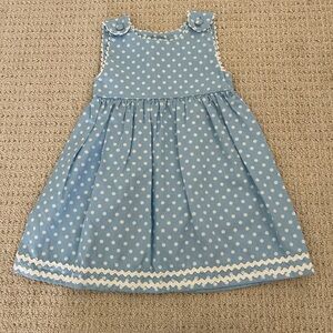 Princess Linens Blue Polka Dot Corduroy Sleeveless Kids Dress